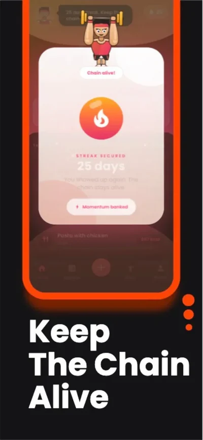 Only Fitness official App Store imagery showing an illustrative streak celebration with a sample 25-day milestone.